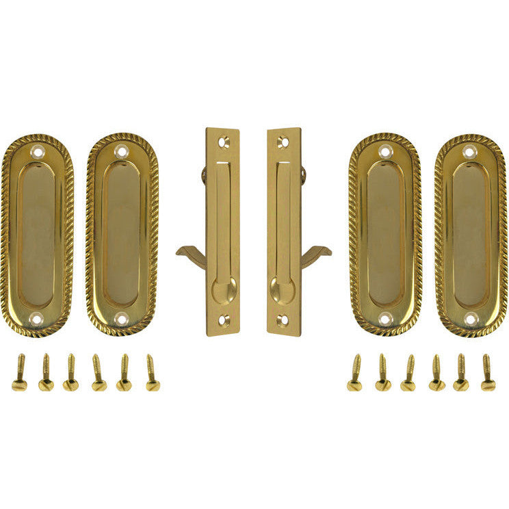 COPPER MOUNTAIN HARDWARE Georgian Oval Double Pocket Passage Style Door Set (Polished Brass)