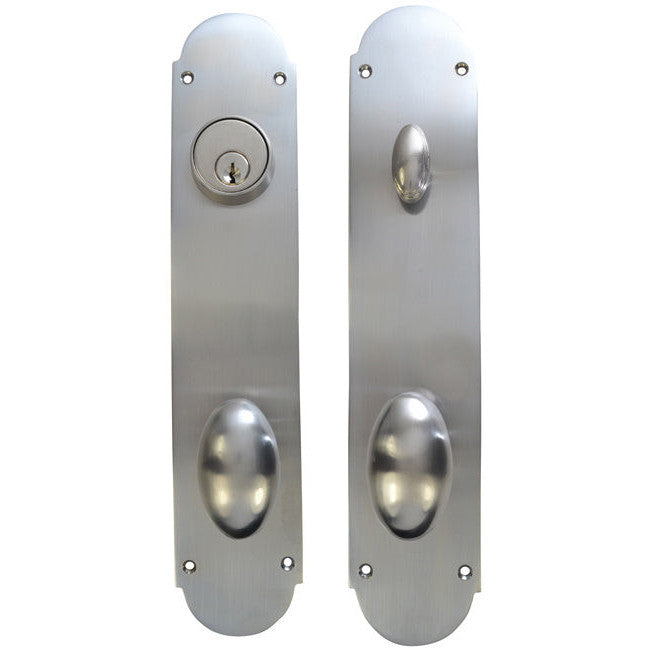 COPPER MOUNTAIN HARDWARE Traditional Oval Deadbolt Entryway Set (Brushed Nickel)