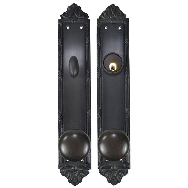 COPPER MOUNTAIN HARDWARE Ribbon & Reed Oval Deadbolt Entryway Set (Oil Rubbed Bronze Finish)