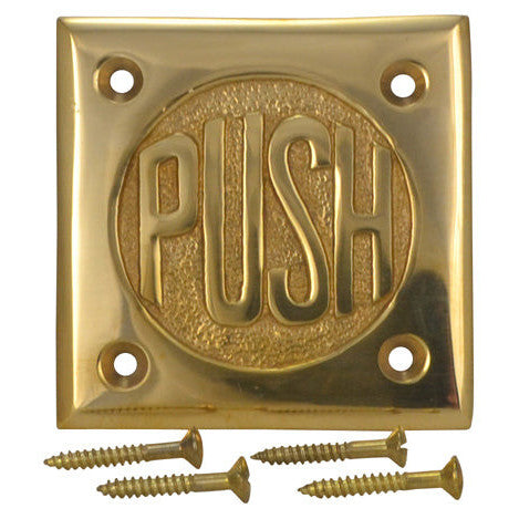 COPPER MOUNTAIN HARDWARE 2 3/4 Inch Brass Classic American "PUSH" Plate (Polished Brass Finish)