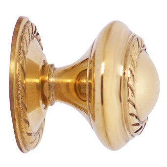 COPPER MOUNTAIN HARDWARE 1 Inch Solid Brass Georgian Roped Round Knob (Polished Brass Finish)