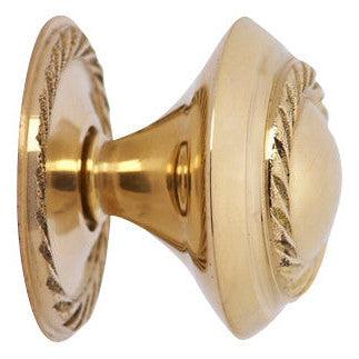 COPPER MOUNTAIN HARDWARE 1 1/4 Inch Solid Brass Georgian Roped Round Knob (Polished Brass Finish)