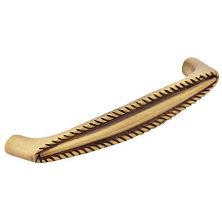 COPPER MOUNTAIN HARDWARE 4 Inch Overall (3 3/4 Inch c-c) Brass Georgian Roped Style Pull (Antique Brass Finish)