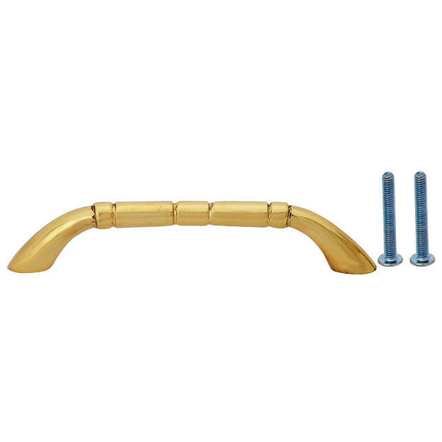 COPPER MOUNTAIN HARDWARE 4 3/4 Inch Overall (4 Inch c-c) Solid Brass Traditional Pull (Polished Brass Finish)