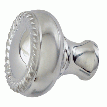 COPPER MOUNTAIN HARDWARE 1 1/4 Inch Solid Brass Round Georgian Roped Border Knob (Polished Chrome Finish)