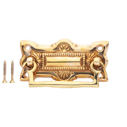 COPPER MOUNTAIN HARDWARE 3 3/4 Inch Art Deco Solid Brass Drawer Pull (Polished Brass Finish)