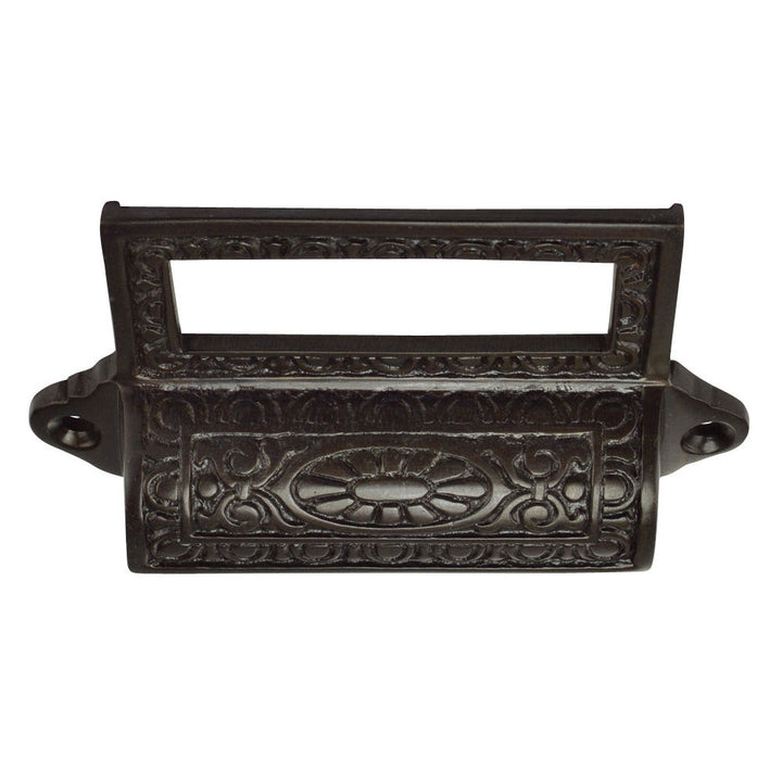 COPPER MOUNTAIN HARDWARE 4 1/8 Inch Solid Brass Victorian Label Style Bin Pull (Oil Rubbed Bronze Finish)