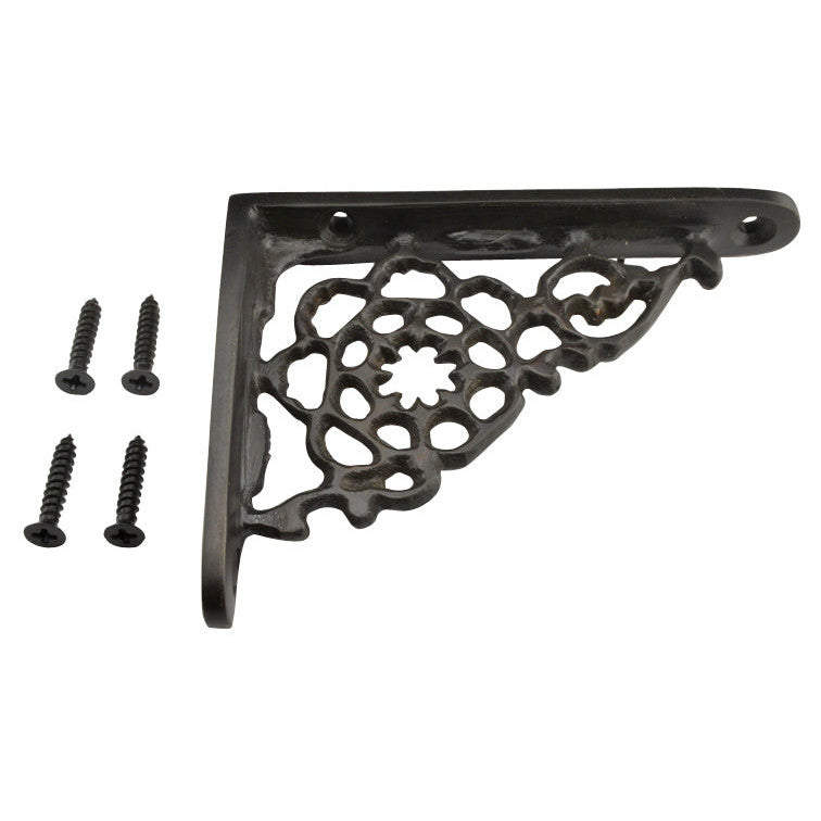 COPPER MOUNTAIN HARDWARE 4 Inch Solid Brass Star Shape Shelf Bracket (Oil Rubbed Bronze Finish)