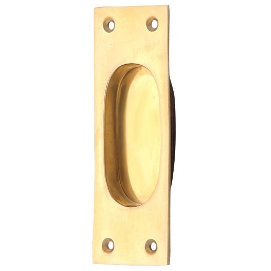 Copper Mountain Hardware 5 Inch Rectangular Traditional Solid Brass Pocket Door Pull or Window Sash Pull (Polished Brass Finish)