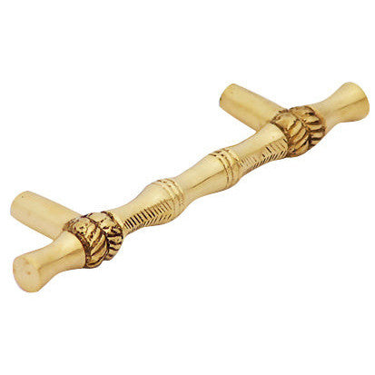 COPPER MOUNTAIN HARDWARE 4 3/4 Inch Overall (3 Inch c-c) Solid Brass Japanese Bamboo Style Pull (Polished Brass Finish)