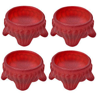 Copper Mountain Hardware Red Frosted Glass Salt Cellar Set of 4 - Caprice Pattern (Cambridge Glass)