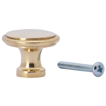 COPPER MOUNTAIN HARDWARE 1 1/4 Inch Brass Flat Top Cabinet Knob (Polished Brass Finish)