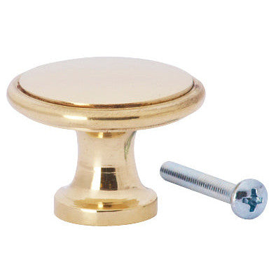 COPPER MOUNTAIN HARDWARE 1 1/2 Inch Brass Flat Top Cabinet Knob (Polished Brass Finish)