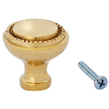 COPPER MOUNTAIN HARDWARE 1 1/2 Inch Solid Brass Beaded Round Knob (Polished Brass Finish)