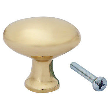 COPPER MOUNTAIN HARDWARE 1 1/2 Inch Heavy Traditional Solid Brass Egg Cabinet Knob (Polished Brass Finish)