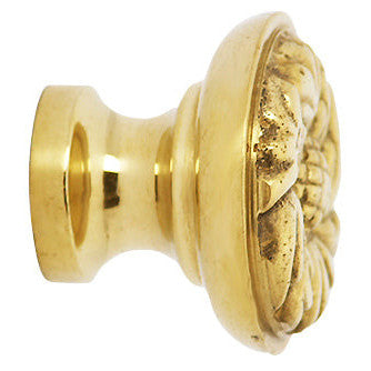 COPPER MOUNTAIN HARDWARE 1 1/4 Inch Solid Brass Patterned Round Knob (Polished Brass Finish)