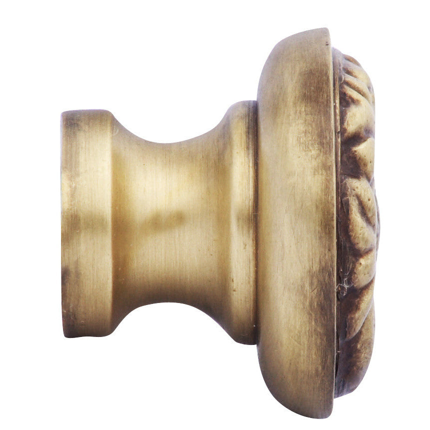 COPPER MOUNTAIN HARDWARE 1 1/4 Inch Solid Brass Patterned Round Knob (Antique Brass Finish)