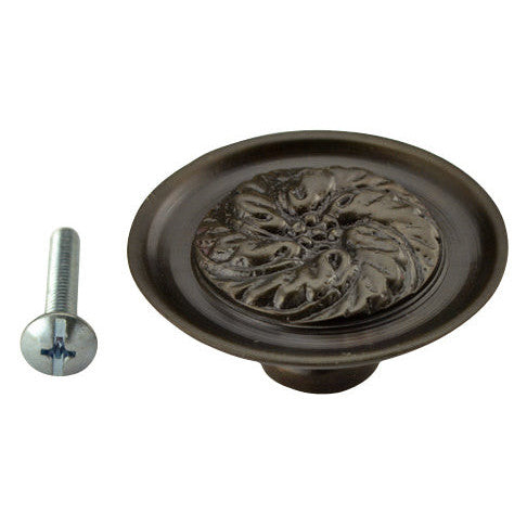 COPPER MOUNTAIN HARDWARE 1 4/5 Inch Solid Brass Florid Leaf Knob (Oil Rubbed Bronze Finish)