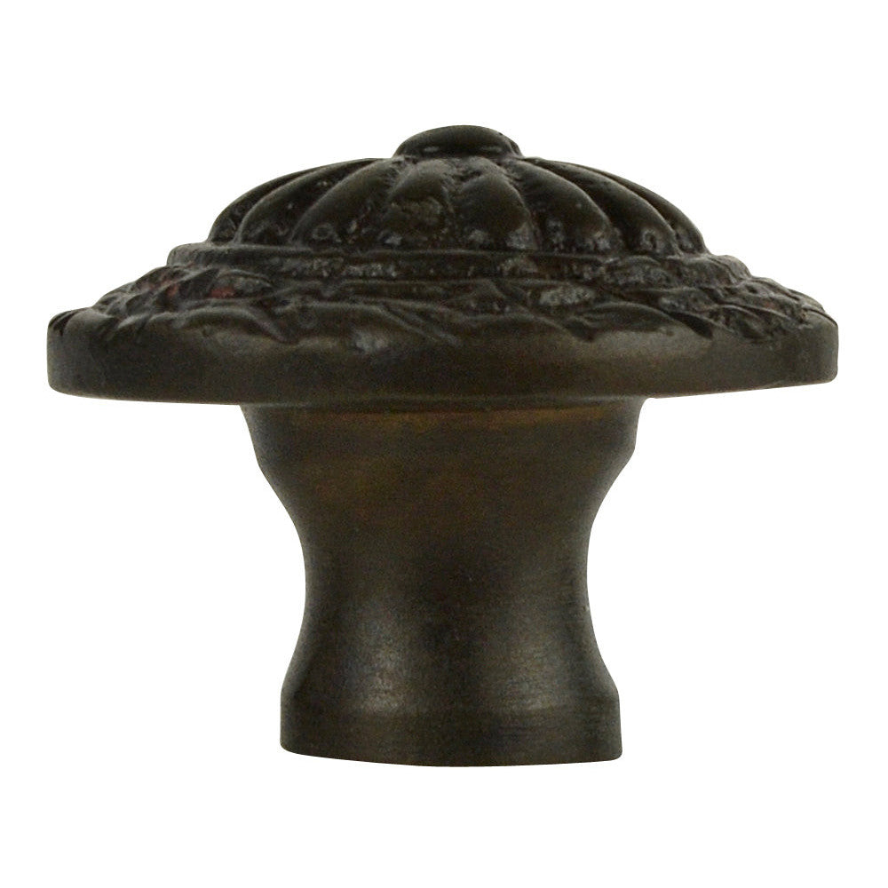 COPPER MOUNTAIN HARDWARE 1 1/10 Inch Ornate Round Solid Brass Knob (Oil Rubbed Bronze Finish)