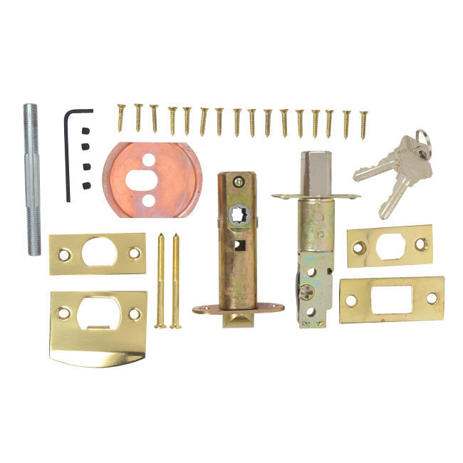 COPPER MOUNTAIN HARDWARE Ribbon & Reed Oval Deadbolt Entryway Set (Polished Brass Finish)