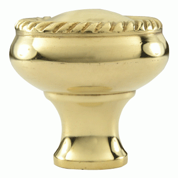 COPPER MOUNTAIN HARDWARE 1 1/4 Inch Solid Brass Round Georgian Roped Border Knob (Polished Brass Finish)