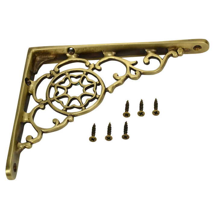 Copper Mountain Hardware 6 3/4 Inch Solid Brass Star Shape Shelf Bracket (Antique Brass Finish)