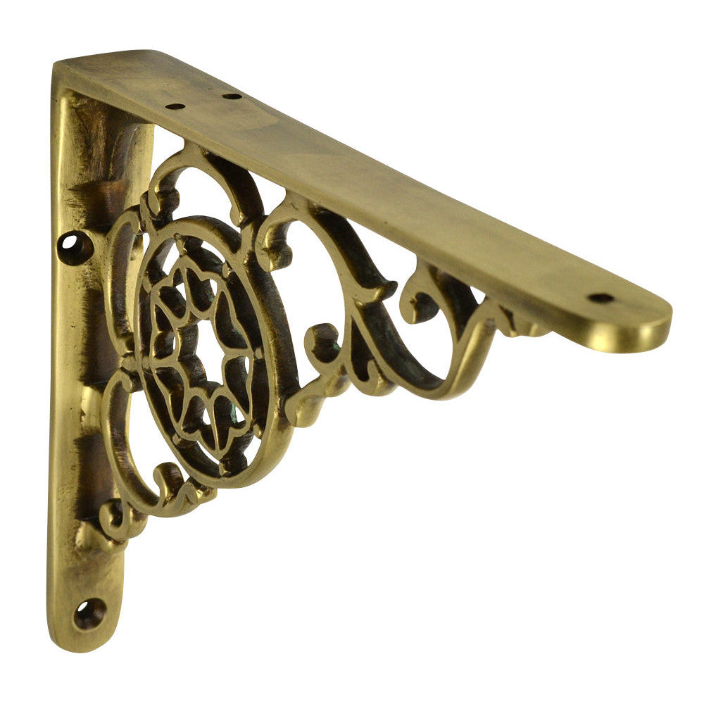 Copper Mountain Hardware 6 3/4 Inch Solid Brass Star Shape Shelf Bracket (Antique Brass Finish)