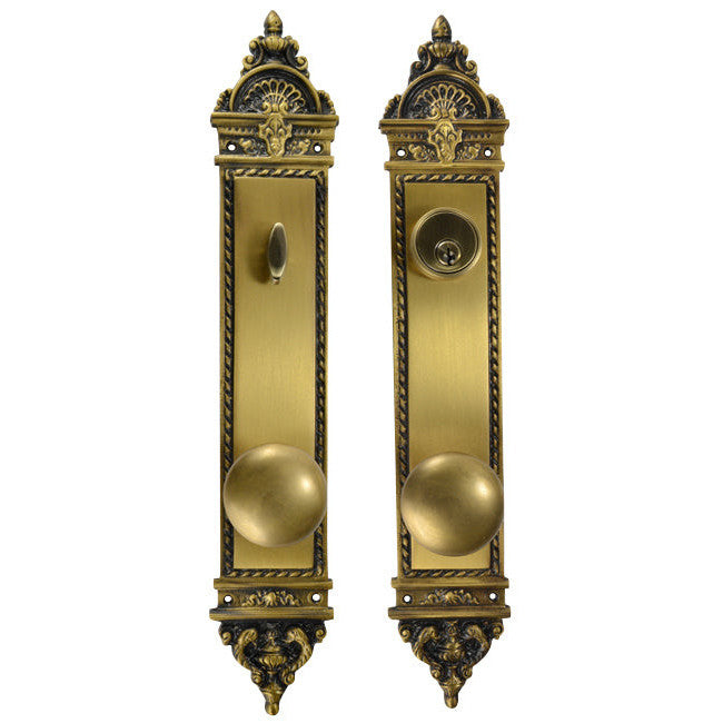 COPPER MOUNTAIN HARDWARE L'Enfant Style Single Door Deadbolt Entryway Set Antique Brass Finish