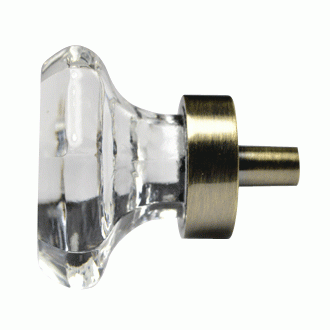 COPPER MOUNTAIN HARDWARE 1 3/8 Inch Crystal Octagon Old Town Cabinet Knob (Antique Brass Base)