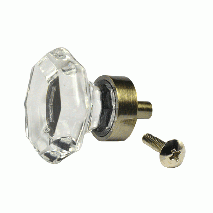 COPPER MOUNTAIN HARDWARE 1 3/8 Inch Crystal Octagon Old Town Cabinet Knob (Antique Brass Base)