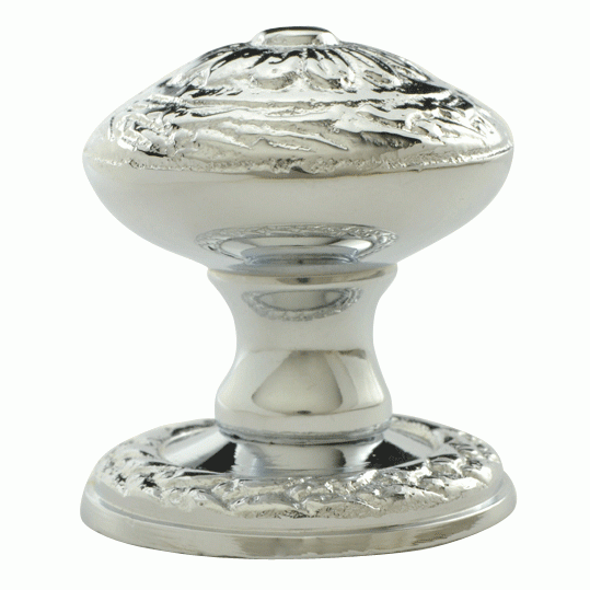 COPPER MOUNTAIN HARDWARE 1 1/4 Inch Ornate Round Solid Brass Knob (Polished Chrome Finish)