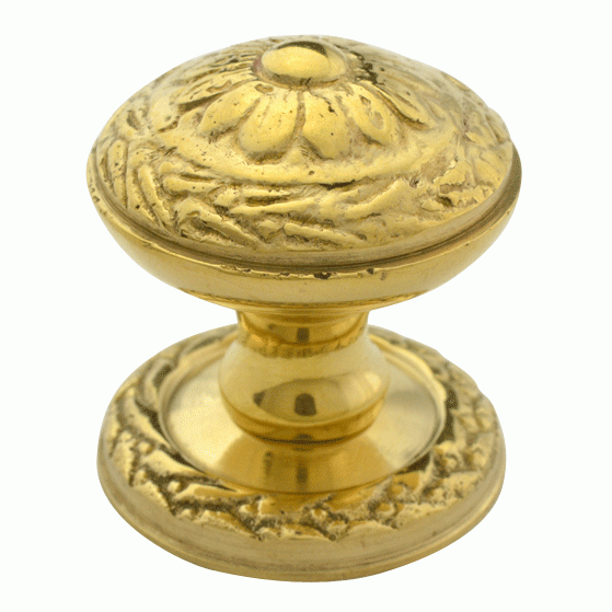 COPPER MOUNTAIN HARDWARE 1 1/4 Inch Ornate Round Solid Brass Knob (Polished Brass Finish)