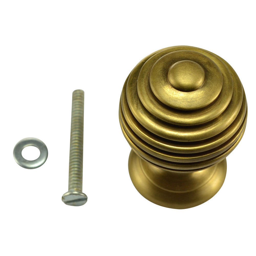 COPPER MOUNTAIN HARDWARE 1 1/2 Inch Solid Brass Circular Knob (Antique Brass Finish)