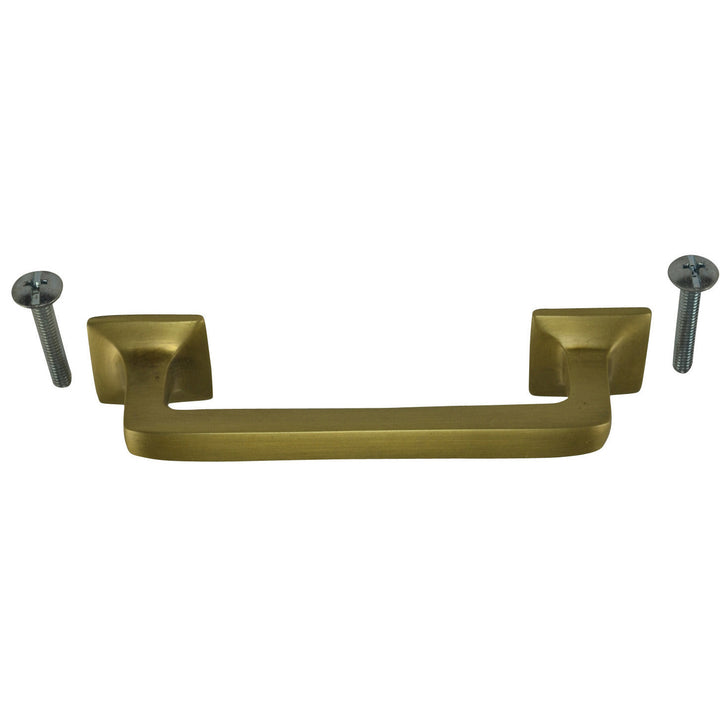 COPPER MOUNTAIN HARDWARE 4 1/4 Inch Overall (3.25 Inch c-c) Solid Brass Square Traditional Pull (Antique Brass Finish)