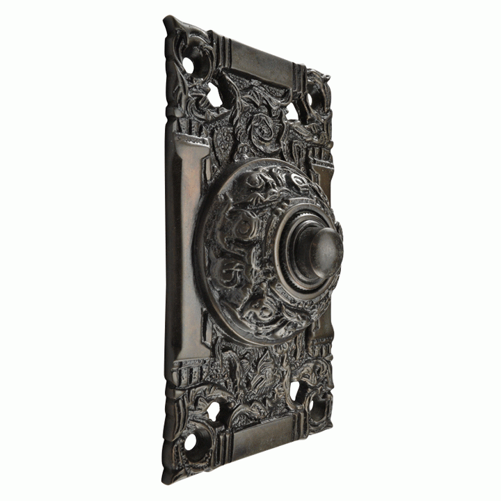 COPPER MOUNTAIN HARDWARE 4 1/4 Inch Art Nouveau Solid Brass Doorbell (Oil Rubbed Bronze Finish)