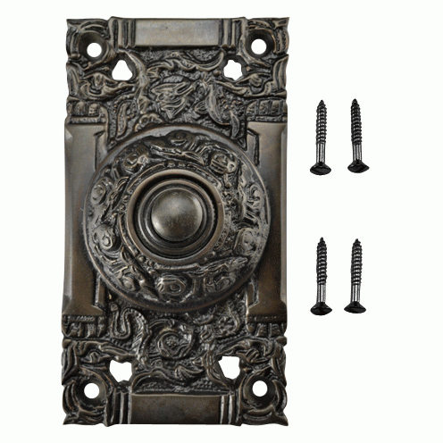 COPPER MOUNTAIN HARDWARE 4 1/4 Inch Art Nouveau Solid Brass Doorbell (Oil Rubbed Bronze Finish)