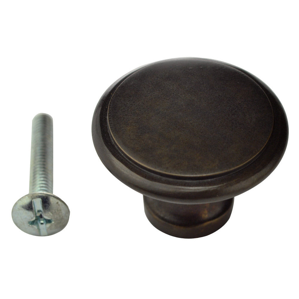 COPPER MOUNTAIN HARDWARE 1 1/4 Inch Brass Flat Top Cabinet Knob (Oil Rubbed Bronze Finish)