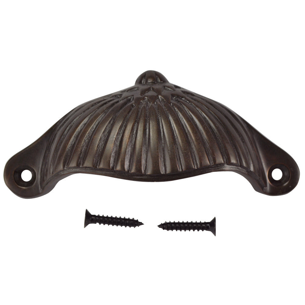 COPPER MOUNTAIN HARDWARE 4 1/8 Inch Solid Brass Art Deco Fan Cup Pull (Oil Rubbed Bronze Finish)