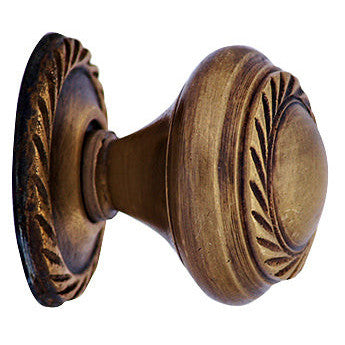 COPPER MOUNTAIN HARDWARE 1 Inch Solid Brass Georgian Roped Round Knob (Antique Brass Finish)