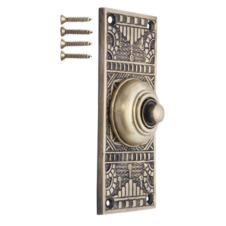 COPPER MOUNTAIN HARDWARE Solid Brass Eastlake Style Door Bell (Antique Brass Finish)