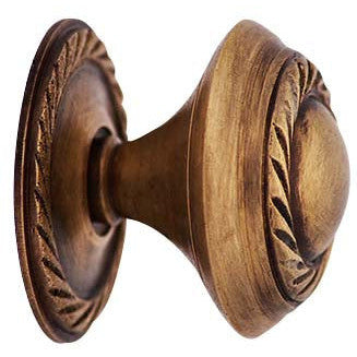 COPPER MOUNTAIN HARDWARE 1 1/4 Inch Solid Brass Georgian Roped Round Knob (Antique Brass Finish)