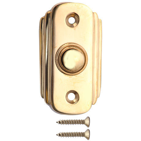 COPPER MOUNTAIN HARDWARE 2 1/2 Inch Solid Brass Art Deco Doorbell Button (Polished Brass Finish)