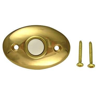 DELTANA 2 3/8 Inch Solid Brass Door Bell Button (Polished Brass Finish)