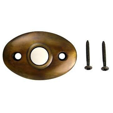 DELTANA 2 3/8 Inch Solid Brass Door Bell Button (Antique Brass Finish)