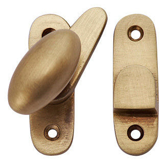 COPPER MOUNTAIN HARDWARE Traditional Solid Brass Oval Knob Latch Set (Antique Brass Finish)