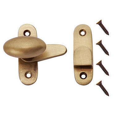 COPPER MOUNTAIN HARDWARE Traditional Solid Brass Oval Knob Latch Set (Antique Brass Finish)