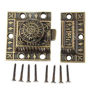 COPPER MOUNTAIN HARDWARE 3 Inch Long Windsor Pattern Lost Wax Cast Cabinet Latch (Antique Brass Finish)