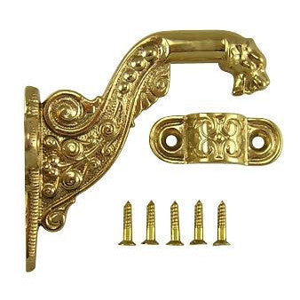 COPPER MOUNTAIN HARDWARE 4 Inch Solid Brass Lost Cast Wax Lion Head Stair Rail Bracket