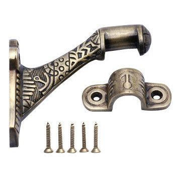 COPPER MOUNTAIN HARDWARE 3 1/2 Inch Solid Brass Lost Cast Wax Windsor Stair Rail Bracket (Antique Brass Finish)