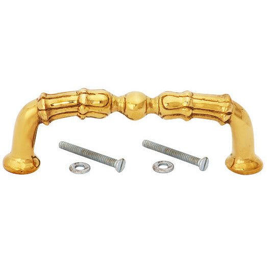 COPPER MOUNTAIN HARDWARE 5 Inch Overall (4 1/3 Inch c-c)  Solid Brass Victorian Style Pull (Polished Brass Finish)